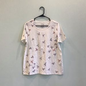 Hummingbird Pattern Cotton T-Shirt